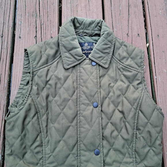%Barbour Women's Olive Quilted Gilet Vest Size 6 - Picture 2 of 9
